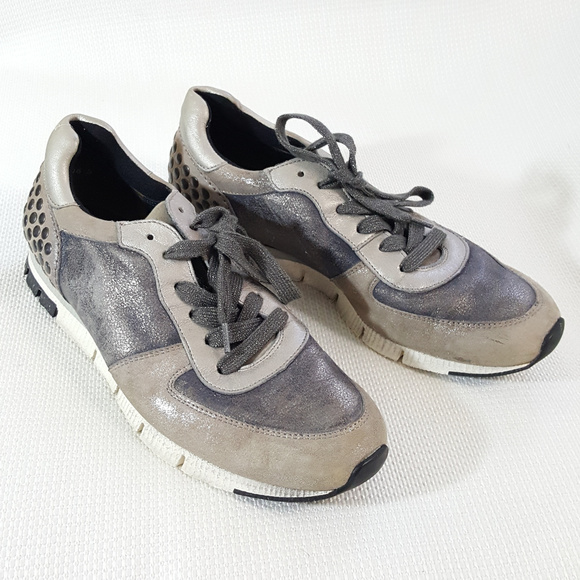 Paul Green | Shoes | Paul Green Shimmer Metallic Stud Leather Sneakers |  Poshmark